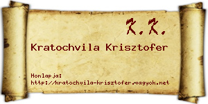 Kratochvila Krisztofer névjegykártya